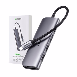 Ugreen CM195 6in1 adapteris USB-C - HDMI / 2x USB-A 3.0 / USB-C PD / SD / TF lasītājs - pelēks