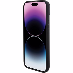 BMW Magnētiskais Ādas Hot Stamp viedtālruņa apvalks iPhone 15 Plus - melns