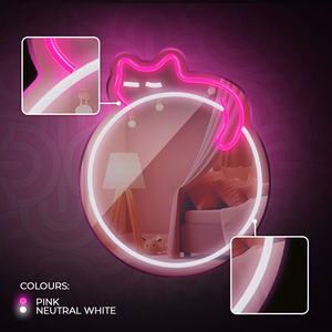 Neon MIRROR LED SLEEPING CAT balts rozā FMNE03 Forever Light