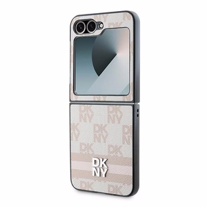 DKNY Checkered Pattern Printed Stripes Viedtālruņa apvalks Samsung Galaxy Z Flip 6 - rozā