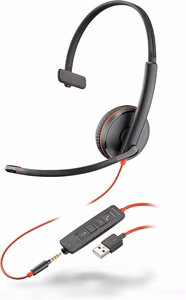 Vadu austiņas Jack 3,5 mm / USB A Poly Blackwire C3215 melnas