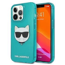 Karl Lagerfeld KLHCP13LCHTRB iPhone 13 Pro / 13 6.1" zils cietais apvalks Spīguļu Choupette Fluo