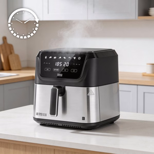 TEESA DIGITAL AIR FRYER XXL karstā gaisa friteris, 8 l, 1700 W, liels trauks, programmas, siltuma uzturēšana