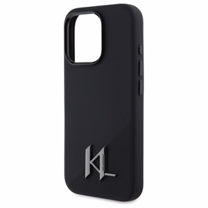 Karl Lagerfeld Silicone Shadow Metal Initial Magnētiskais iPhone 16 Pro viedtālruņa apvalks - melns