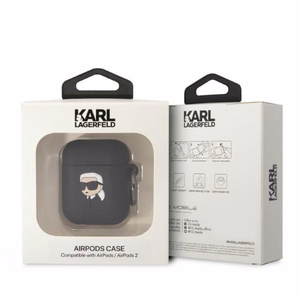 Karl Lagerfeld KLA2RUNIKK AirPods 1/2 чехол чёрный/чёрный Silicone Karl Head 3D