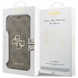 Guess Book 4G Metal Logo Чехол для iPhone 17 Pro - коричневый
