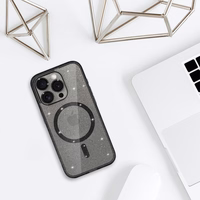 Mirdzošs magnētiskais viedtālruņa apvalks Iphone 17 Pro, melns, caurspīdīgs