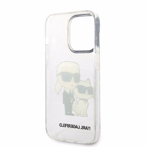 Karl Lagerfeld Glitter Karl&Choupette maciņš iPhone 14 Pro – caurspīdīgs