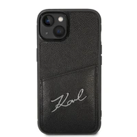 Karl Lagerfeld Signature Logo karšu viedtālruņa apvalks iPhone 14 Plus - melns