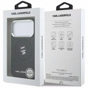 Karl Lagerfeld Point & Choupette Sketch MagSafe Maciņš for iPhone 17 Pro Max - melns