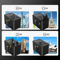 Ceļojumu adapteris Choetech PD5022 70W EU/US/AUS/UK ar iebūvētu USB-C kabeli (melns)