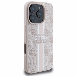 Guess 4G drukātās svītras magnētiskais viedtālruņa apvalks iPhone 16 Pro Max - rozā