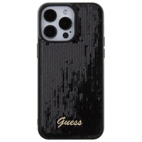 Guess Sequin Script Metal apvalks priekš iPhone 15 Pro Max - melns