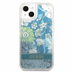 Guess GUHCP13MLFLSN iPhone 13 6.1" zaļš/zaļš cietais viedtālruņa apvalks ar ziedu šķidro spīdumu