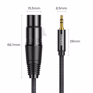 Ugreen AV182 audio kabelis 3.5mm mini jack (tēviņš) - XLR (mātīte) 1m - melns