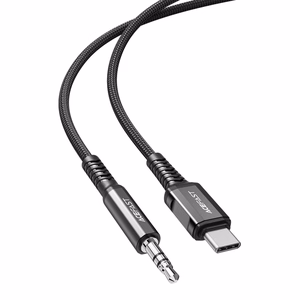 Acefast audio kabelis USB Type C - 3.5mm mini ligzda (vīriešu) 1.2m, AUX melns (C1-08 melns)
