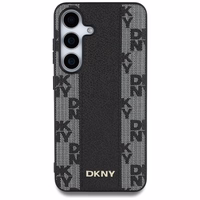 DKNY ādas rūtainā raksta magnētiskais viedtālruņa apvalks Samsung Galaxy S25 - melns