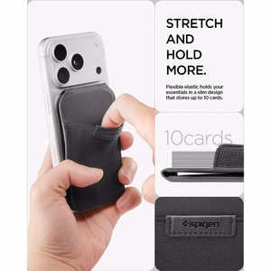 Spigen Slim Fold S314-4 MagSafe magnētiskais karšu maciņš tālrunim – melns