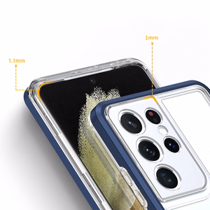 Clear 3in1 viedtālruņa apvalks Samsung Galaxy S23 Ultra silikona apvalks ar rāmi zils