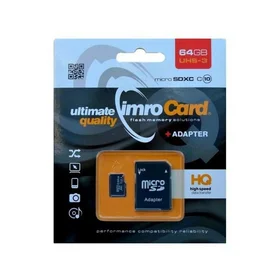 Imro atmiņas karte 64GB microSDXC cl. 10 UHS-3 + adapteris