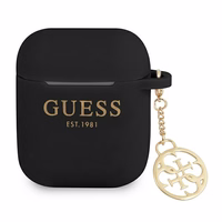 Guess GUA2LSC4EK AirPods 1/2 apvalks melns/melns silikona šarms 4G kolekcija