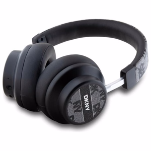 DKNY Checkered Pattern bezvadu uz ausīm liekamās Bluetooth 5.3 austiņas, melnas