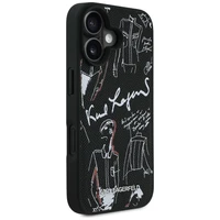 Karl Lagerfeld Grained Pattern & Logo MagSafe Maciņš for iPhone 16 - melns