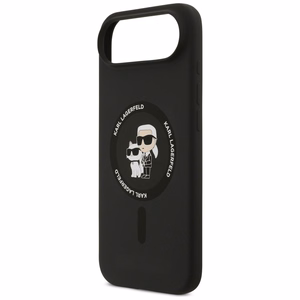 Karl Lagerfeld silikona Karl&Choupette gredzens magnētiskais viedtālruņa apvalks iPhone 17 Air - melns
