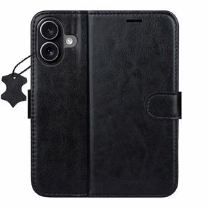 Smart Luxe ādas maciņš iPhone 16 6,1" melns