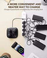 4 Veger W007CK 5000mAh portatīvo lādētāju komplekts (2x Lightning + 2x USB-C) ar uzlādes staciju - melna