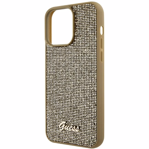 Guess Disco Metal Script apvalks priekš iPhone 15 Pro Max - zelts