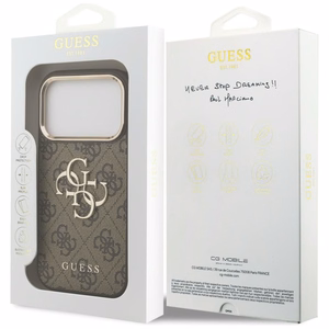 GUESS GUE005483 (PU W/ Big 4G Classic Logo) aizsargvāciņš ierīcei iPhone 18 Pro / 17 Pro, krāsa – brūna un zelta