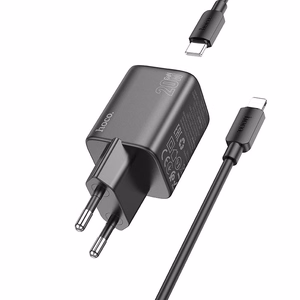 Зарядное устройство для телефона USB A + USB C QC PD 3A 20W + кабель USB C to Lightning N41 чёрное