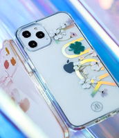 Kingxbar Lucky Series viedtālruņa apvalks dekorēts ar oriģinālajiem Swarovski kristāliem iPhone 12 mini caurspīdīgs