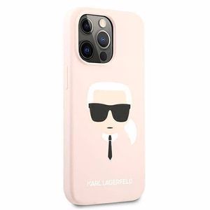Karl Lagerfeld Silikona Karl`s galvas viedtālruņa apvalks iPhone 13 Pro / 13 6.1" - gaiši rozā