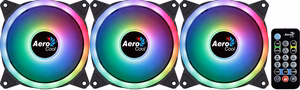 Aerocool DUO12PRO komplekts 3x ventilators 12 cm ARGB LED Dual Ring antivibracijas 6 kontakti melns