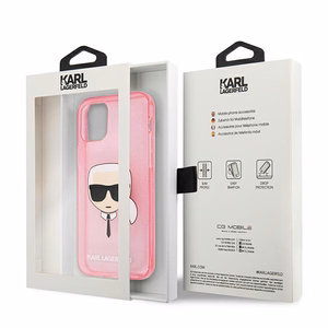 Karl Lagerfeld Glitter Karl's Head apvalks iPhone 13 mini - rozā