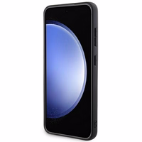 DKNY ādas Mono Stripe un Metal Logo viedtālruņa apvalks Samsung Galaxy S24+ - melns