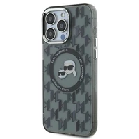 Karl Lagerfeld IML Monogram Karl & Choupette Head MagSafe apvalks iPhone 15 Pro Max - melns