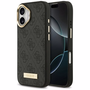 Guess 4G Logotipa Plāksne Magnētiskais viedtālruņa apvalks iPhone 17 melns
