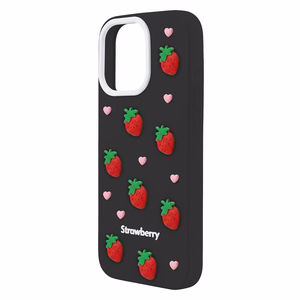 Zemeņu maciņš iPhone 12 / 12 Pro 6,1" melns