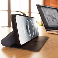 Puro ekoloģiskās ādas viedtālruņa apvalks iPhone 16E ar horizontālu atloku, 2 karšu slotiem un banknošu kabatu, melns