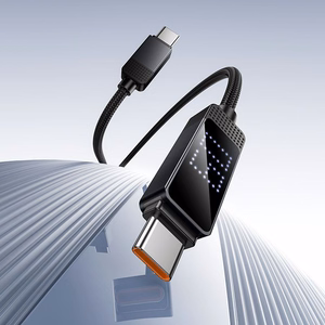 Hoco U154 USB-C–USB-C kabelis ar punktu matricas LCD ekrānu, 3 A, 60 W, 1 m, melns