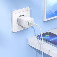 Lādētājs viedtālrunim Hoco USB A + USB C QC3.0 PD AFC 3A 30W + kabelis USB C uz USB C N71 balts