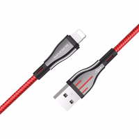 Borofone Highway - 1.2m USB to Lightning Connection kabelis (melns / sarkans)