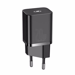 Baseus Super Si 20W USB-C lādētājs + USB-C – Lightning kabelis 1 m, melns