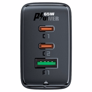 Acefast ātrais lādētājs GaN (2xUSB-C / USB-A) PPS / PD / QC4+ 65W melns (A41)