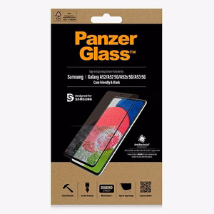 PanzerGlass E2E Microfracture antibakteriālais stikls Samsung Galaxy A52 / A52 5G / A53 5G - ar melnu rāmi