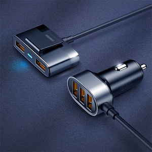Joyroom ātrais automobiļu lādētājs ar 5 USB pieslēgvietām, 6,2 A, ar pagarināšanas kabeli, melns (JR-CL03)