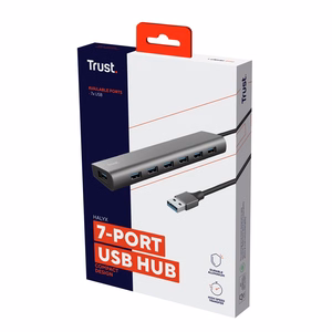 Trust Halyx Type-A 5000 Mbit/s 7 portu USB 3.2 Gen1 centrmezgls sudraba